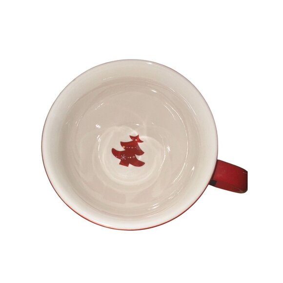 Starbucks Red Christmas Ceramic Mug With Snowflake & Tree Design - 12 Oz - Picture 2 of 5